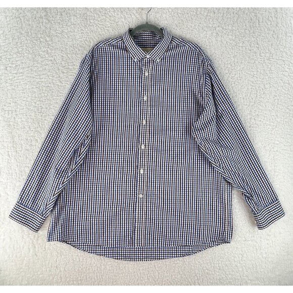 Michael Kors Blue Plaid Button-Down Dress Shirt Mens Long Sleeve Size XXL‎ - Picture 1 of 16